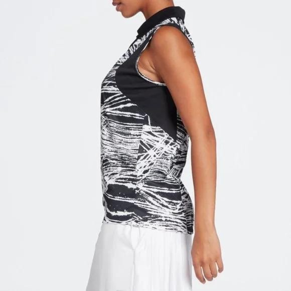 NWT Slazenger Women's Marble Pin Tuck Sleeveless Golf Polo - Picture 4 of 4